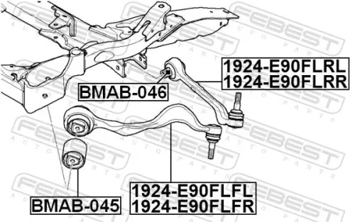 FEBEST Control/Trailing Arm, wheel suspension (1924-E90FLRL)