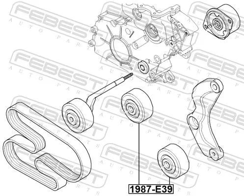 FEBEST Tensioner Pulley, V-ribbed belt (1987-E39)
