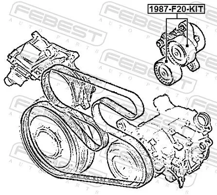 FEBEST Tensioner Pulley, V-ribbed belt (1987-F20-KIT)