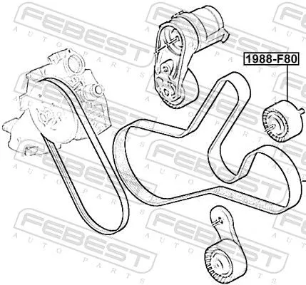 FEBEST Deflection/Guide Pulley, V-ribbed belt (1988-F80)