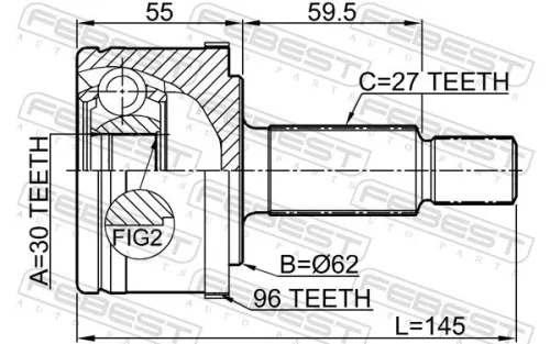 FEBEST Joint Kit, drive shaft (2010-MAGA96)