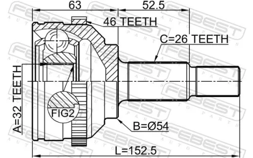 FEBEST Joint Kit, drive shaft (2010-SEBA46)