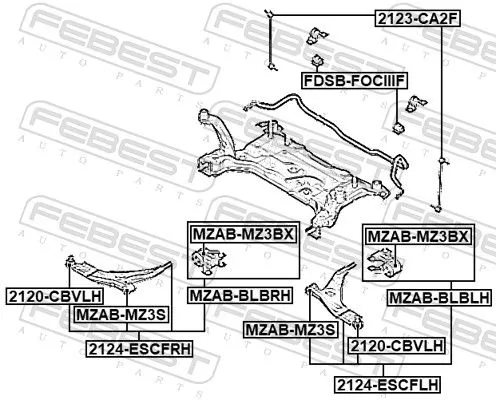 FEBEST Control/Trailing Arm, wheel suspension (2124-ESCFLH)