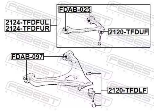 FEBEST Control/Trailing Arm, wheel suspension (2124-TFDFUR)