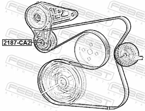 FEBEST Tensioner Pulley, V-ribbed belt (2187-CA2)