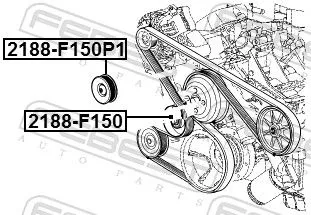 FEBEST Deflection/Guide Pulley, V-ribbed belt (2188-F150P1)