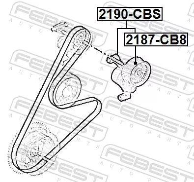 FEBEST Belt Tensioner, V-ribbed belt (2190-CBS)