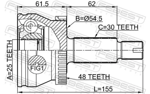 FEBEST Joint Kit, drive shaft (2210-D4224A48)