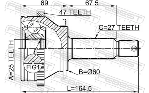 FEBEST Joint Kit, drive shaft (2210-NS27A47)