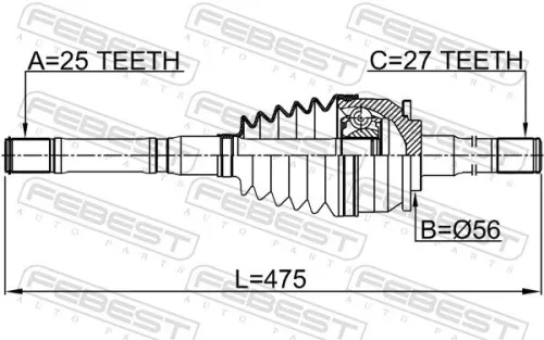 FEBEST Joint Kit, drive shaft (2214-K2500)