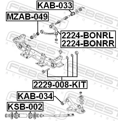 FEBEST Control/Trailing Arm, wheel suspension (2224-BONRR)