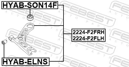 FEBEST Control/Trailing Arm, wheel suspension (2224-F2FRH)