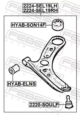 FEBEST Control/Trailing Arm, wheel suspension (2224-SEL19RH)