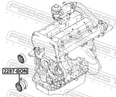 FEBEST Tensioner Pulley, V-ribbed belt (2287-BON)