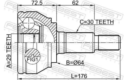 FEBEST Joint Kit, drive shaft (2310-TOUAR)