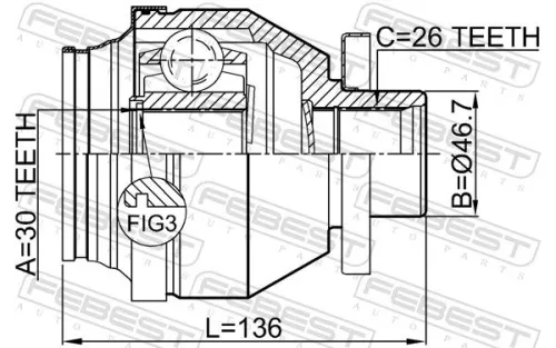 FEBEST Joint Kit, drive shaft (2311-T5MTLH)