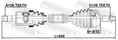 FEBEST Drive Shaft (2314-PVRH)