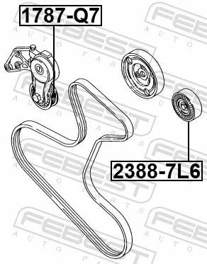 FEBEST Deflection/Guide Pulley, V-ribbed belt (2388-7L6)