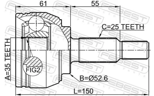FEBEST Joint Kit, drive shaft (2410-DUSTAWD)