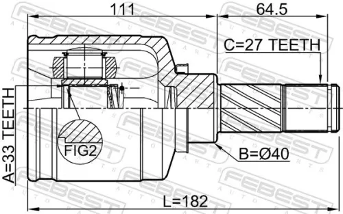 FEBEST Joint Kit, drive shaft (2411-DUSTAWDLH)