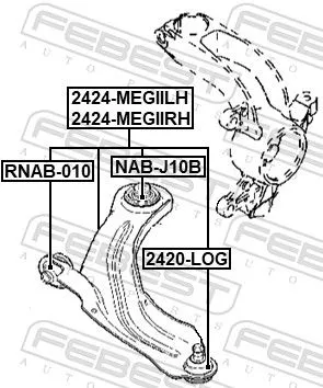 FEBEST Control/Trailing Arm, wheel suspension (2424-MEGIILH)