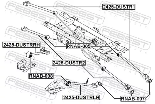 FEBEST Control/Trailing Arm, wheel suspension (2425-DUSTRRH)