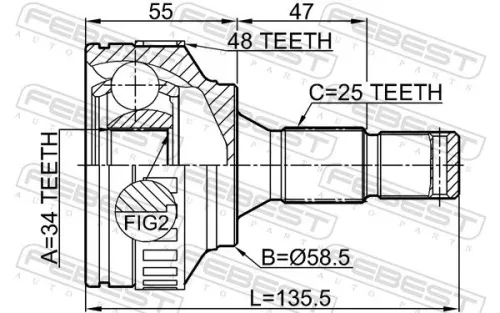 FEBEST Joint Kit, drive shaft (2510-M59A48)
