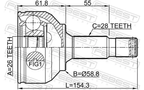FEBEST Joint Kit, drive shaft (2510-X716AT)
