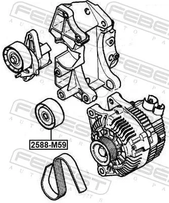 FEBEST Deflection/Guide Pulley, V-ribbed belt (2588-M59)
