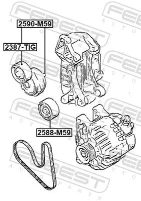 FEBEST Belt Tensioner, V-ribbed belt (2590-M59)