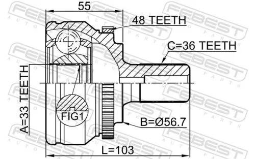 FEBEST Joint Kit, drive shaft (2710-S60A48)