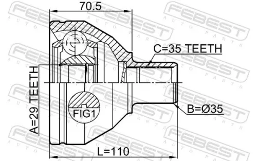 FEBEST Joint Kit, drive shaft (2711-XC90LH)