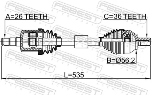 FEBEST Drive Shaft (2714-S40LH)