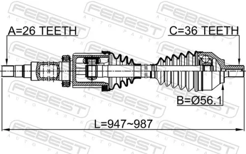 FEBEST Drive Shaft (2714-S40RH)