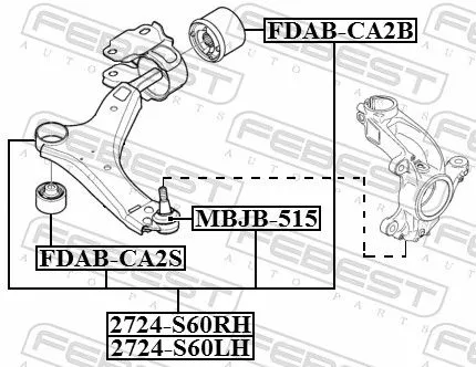 FEBEST Control/Trailing Arm, wheel suspension (2724-S60LH)