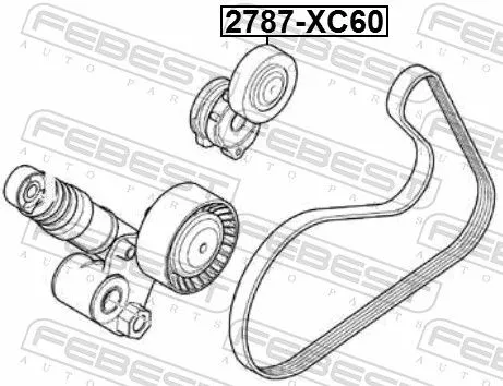 FEBEST Tensioner Pulley, V-ribbed belt (2787-XC60)