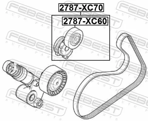 FEBEST Belt Tensioner, V-ribbed belt (2790-XC70)