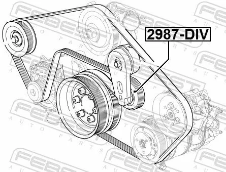 FEBEST Tensioner Pulley, V-ribbed belt (2987-DIV)