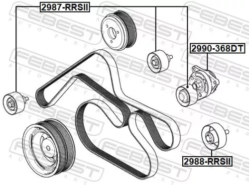 FEBEST Belt Tensioner, V-ribbed belt (2990-368DT)