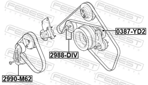 FEBEST Belt Tensioner, V-ribbed belt (2990-M62)