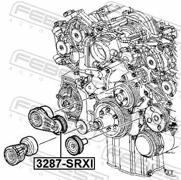 FEBEST Tensioner Pulley, V-ribbed belt (3287-SRXI)
