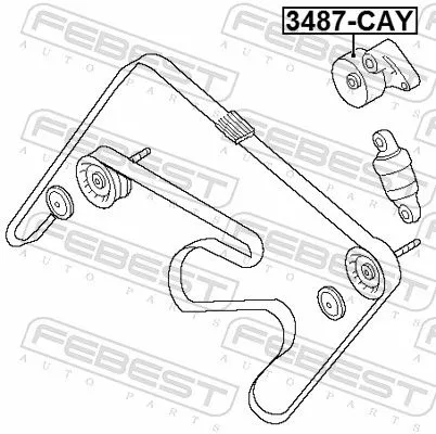 FEBEST Tensioner Pulley, V-ribbed belt (3487-CAY)
