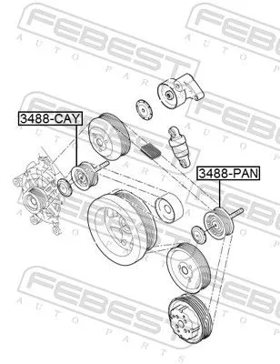 FEBEST Deflection/Guide Pulley, V-ribbed belt (3488-PAN)