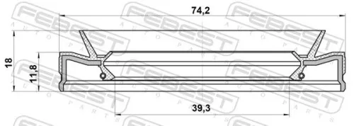 FEBEST Shaft Seal, propshaft centre bearing (95HES-41741218L)