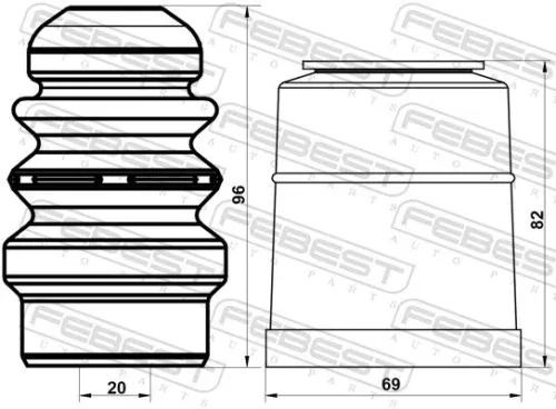 FEBEST Dust Cover Kit, shock absorber (ADSHB-A6IIIF-KIT)