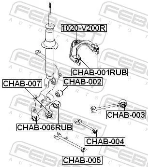 FEBEST Mounting, control/trailing arm (CHAB-001RUB)