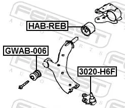 FEBEST Mounting, control/trailing arm (GWAB-006)