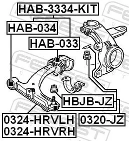 FEBEST Repair Kit, control arm (HAB-3334-KIT)