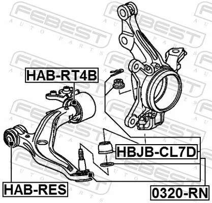 FEBEST Mounting, control/trailing arm (HAB-RT4B)