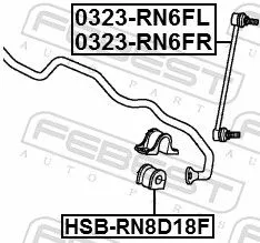 FEBEST Mounting, stabiliser bar (HSB-RN8D18F)
